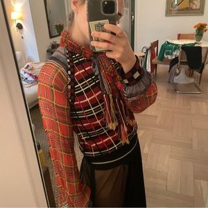 Jean Paul Gaultier plaid wool/ silk top